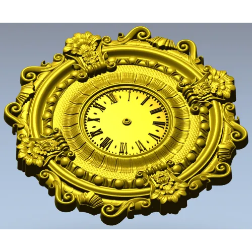 Ornate Baroque Wall Clock 3D Model for CNC Milling