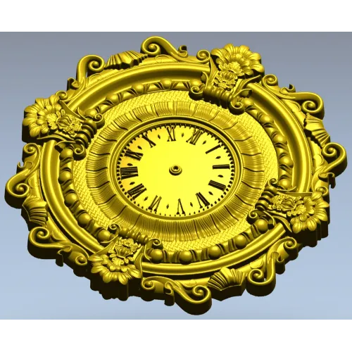 Ornate Baroque Wall Clock 3D Model for CNC Milling