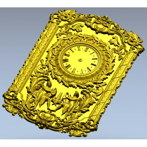 Ornate Baroque Clock Panel 3D STL Model for CNC Milling