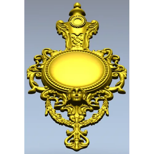 Ornate Renaissance Medallion Clock Frame 3D Model for CNC