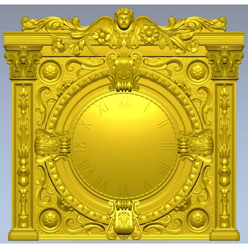 Барочная рельефная 3D модель часов в формате STL для ЧПУ