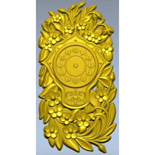 Ornate Floral Clock Face 3D Model for CNC