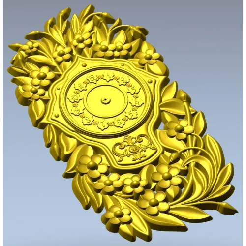 Ornate Floral Clock Face 3D Model for CNC