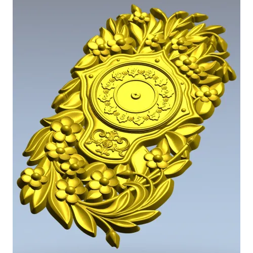 Ornate Floral Clock Face 3D Model for CNC