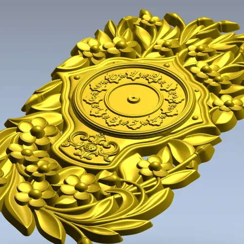 Ornate Floral Clock Face 3D Model for CNC