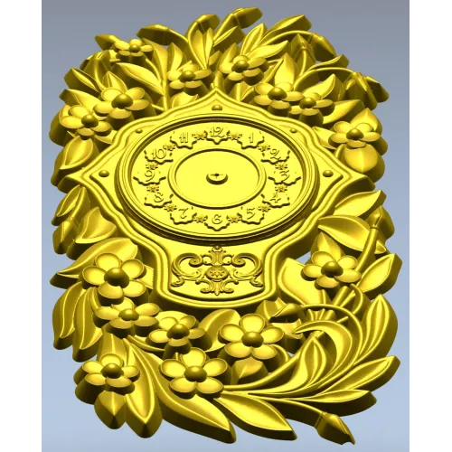 Ornate Floral Clock Face 3D Model for CNC