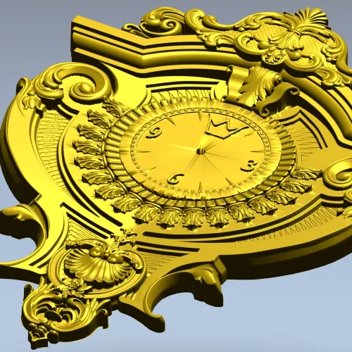 Baroque Elegance Wall Clock STL Model for CNC Milling