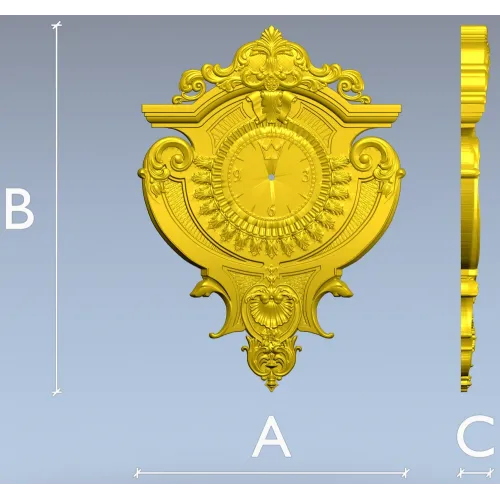 Baroque Elegance Wall Clock STL Model for CNC Milling