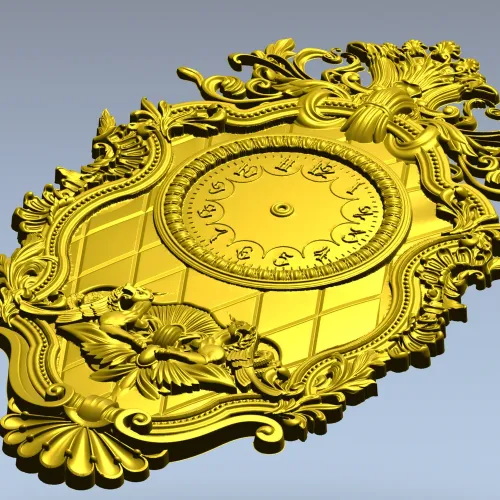 Барочная настенная панель-часов - 3D модель STL для ЧПУ