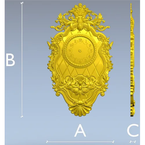 Барочная настенная панель-часов - 3D модель STL для ЧПУ