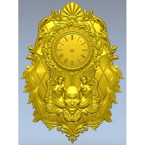 Ornate Baroque Wall Clock STL Model for CNC Milling
