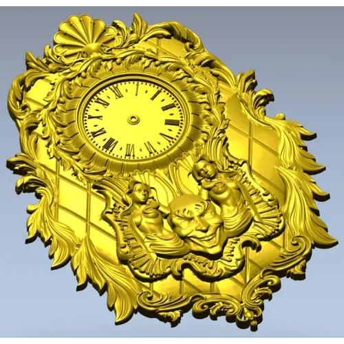 Ornate Baroque Wall Clock STL Model for CNC Milling