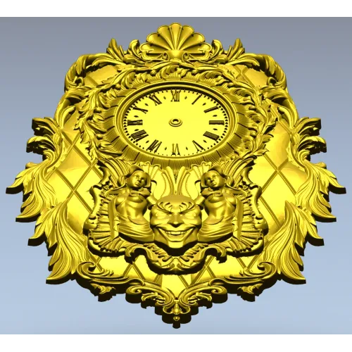 Ornate Baroque Wall Clock STL Model for CNC Milling