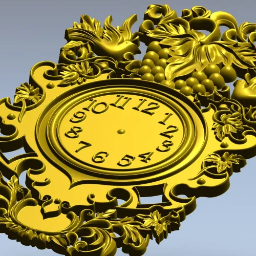 Ornate Baroque Clock Frame 3D Model in STL for CNC