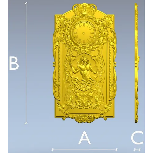 STL 3D модель панно-часы "Нептун" для ЧПУ