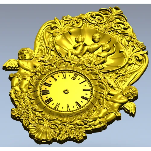 Рокайльные настенные часы с ангелами - STL 3D модель для ЧПУ