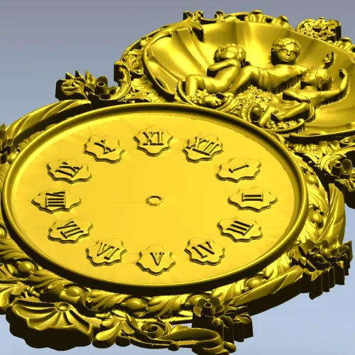 Рокайльные настенные часы с ангелами - 3D модель STL для ЧПУ