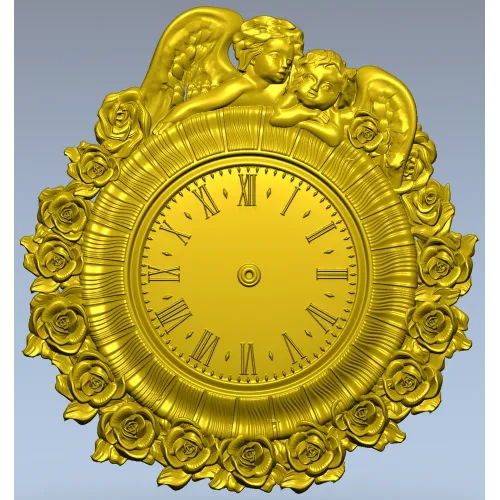 Decorative Angel Clock 3D Model STL for CNC Milling