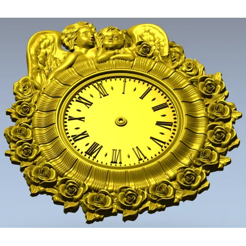 Decorative Angel Clock 3D Model STL for CNC Milling