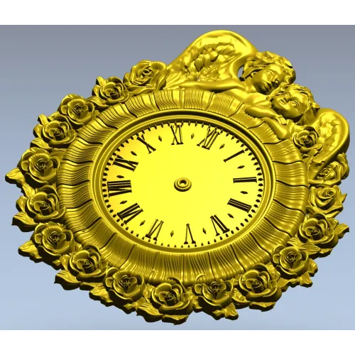Decorative Angel Clock 3D Model STL for CNC Milling