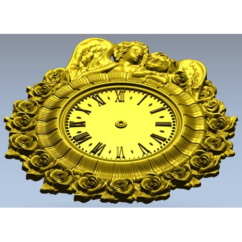 Decorative Angel Clock 3D Model STL for CNC Milling