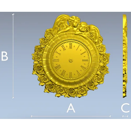 Decorative Angel Clock 3D Model STL for CNC Milling