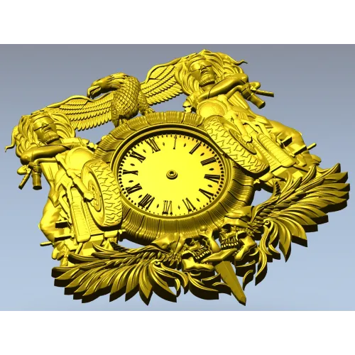 Байкерский герб-часовник - 3D модель STL для ЧПУ