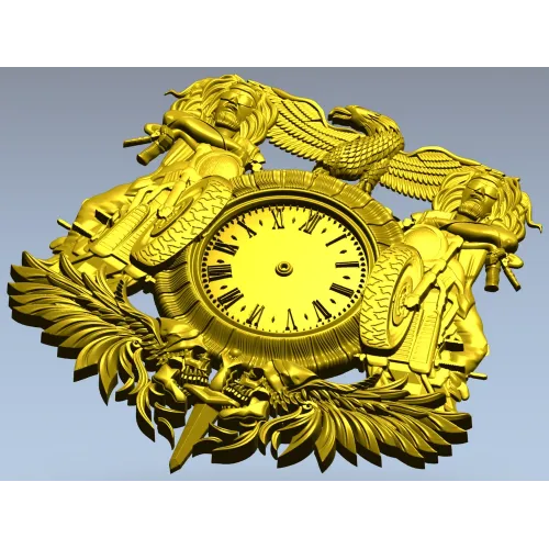 Байкерский герб-часовник - 3D модель STL для ЧПУ