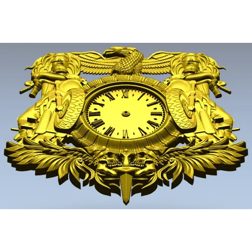 Байкерский герб-часовник - 3D модель STL для ЧПУ