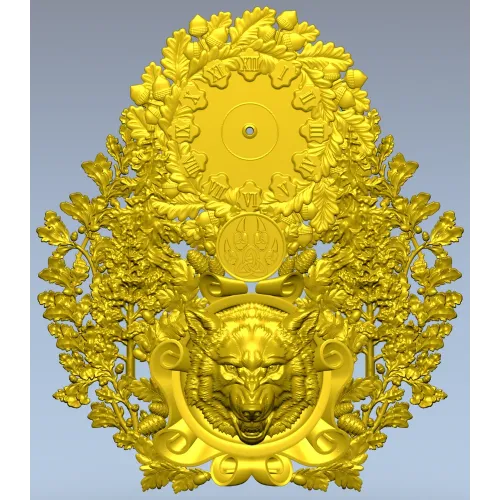 Timber Wolf Clock 3D STL Model for CNC Milling
