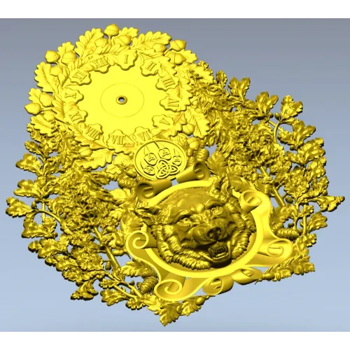 Timber Wolf Clock 3D STL Model for CNC Milling