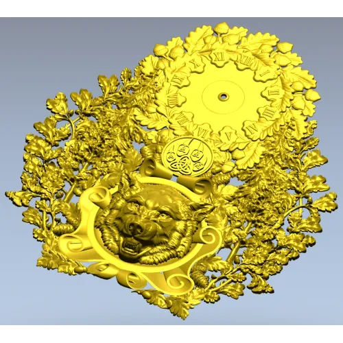 Timber Wolf Clock 3D STL Model for CNC Milling