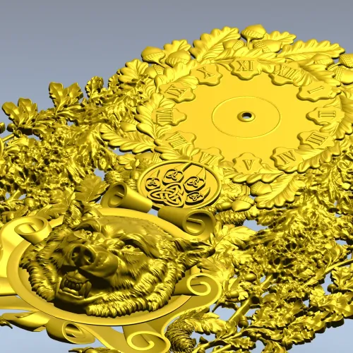 Timber Wolf Clock 3D STL Model for CNC Milling