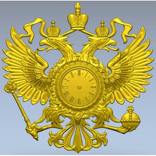 Dual-Headed Eagle Clock Emblem STL 3D Model for CNC Milling