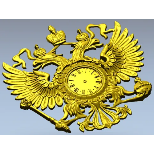 Dual-Headed Eagle Clock Emblem STL 3D Model for CNC Milling