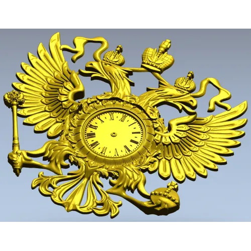 Dual-Headed Eagle Clock Emblem STL 3D Model for CNC Milling