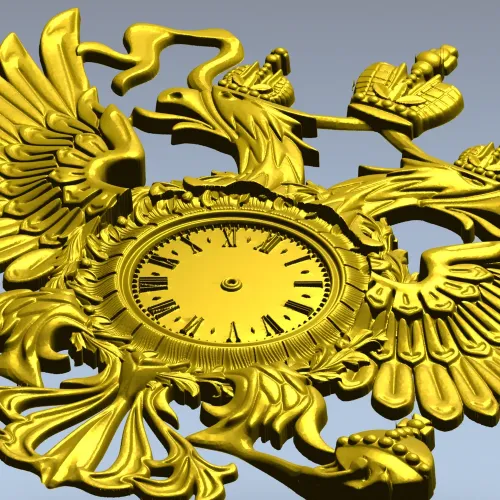 Dual-Headed Eagle Clock Emblem STL 3D Model for CNC Milling