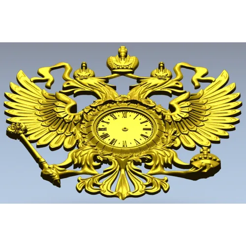Dual-Headed Eagle Clock Emblem STL 3D Model for CNC Milling