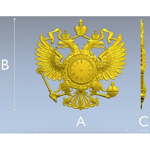 Dual-Headed Eagle Clock Emblem STL 3D Model for CNC Milling
