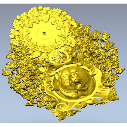 Часы с барельефом медведя - 3D модель STL для ЧПУ