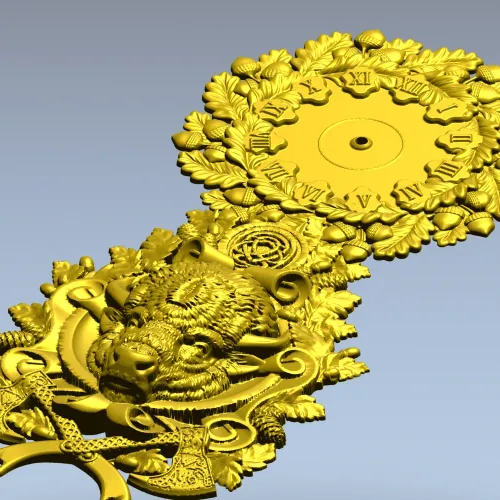 3D модель Часы "Зубр в венке" - STL для ЧПУ