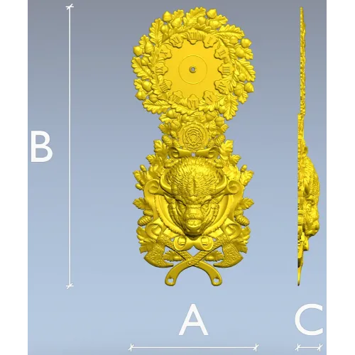 3D модель Часы "Зубр в венке" - STL для ЧПУ