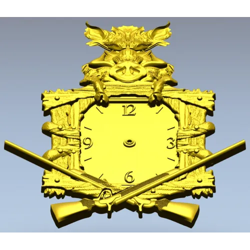 Boar's Vigil Decorative Hunting Clock STL Model for CNC