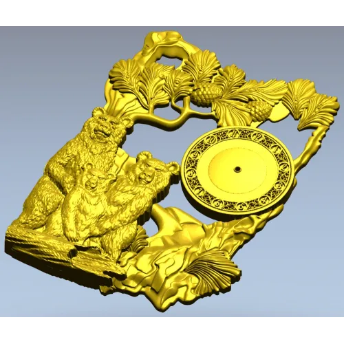 Часы с медвежьей семьёй - 3D модель STL для ЧПУ