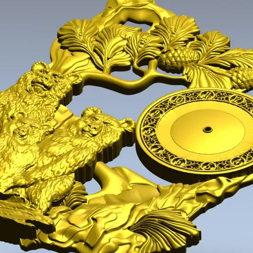 Часы с медвежьей семьёй - 3D модель STL для ЧПУ