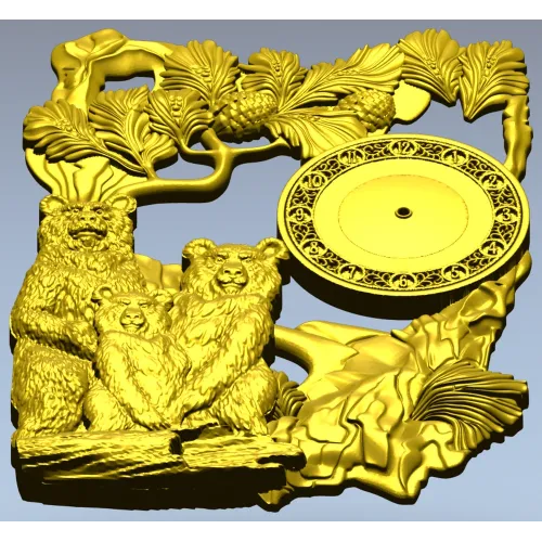 Часы с медвежьей семьёй - 3D модель STL для ЧПУ