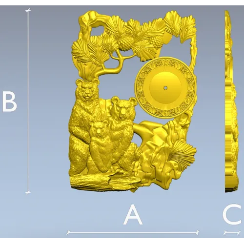 Часы с медвежьей семьёй - 3D модель STL для ЧПУ