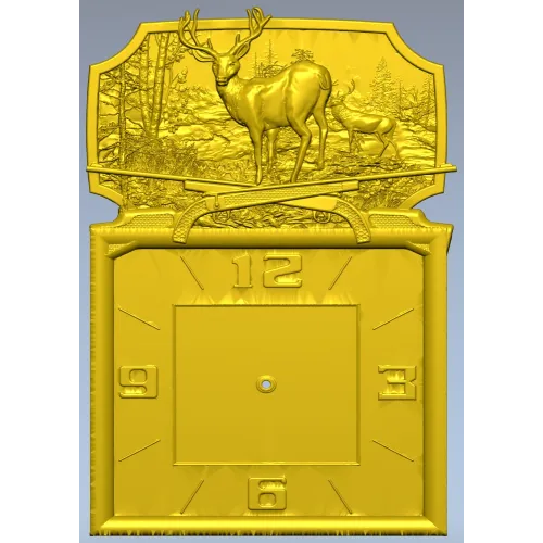 Deer Forest Wall Clock 3D Model for CNC