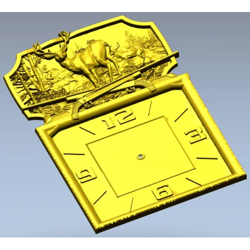Deer Forest Wall Clock 3D Model for CNC