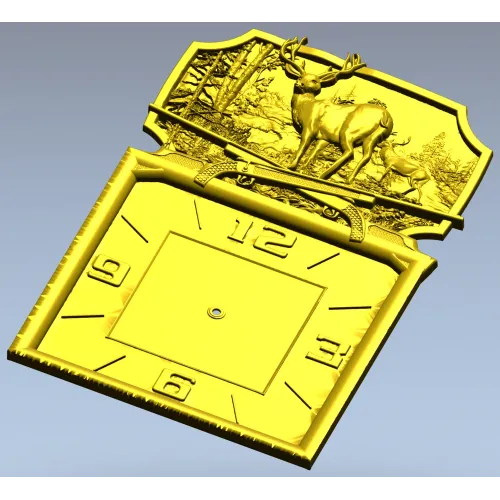 Deer Forest Wall Clock 3D Model for CNC